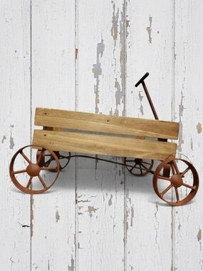 Small Rustic Wood/Brown Decorative Wagon - Home Accents